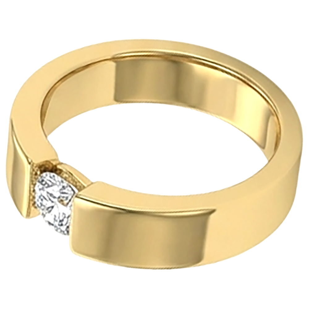 Spannung Satz Band Gelb Gold 14K Runder  Aus der Erde Abgebauter Natürlicher Diamant 1 Karat Herren Ring