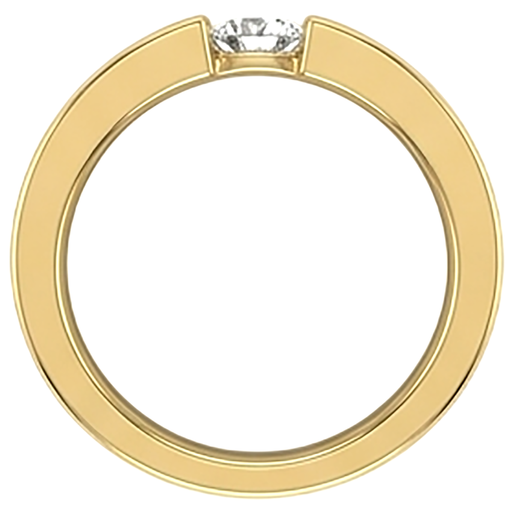 Spannung Satz Band Gelb Gold 14K Runder  Aus der Erde Abgebauter Natürlicher Diamant 1 Karat Herren Ring