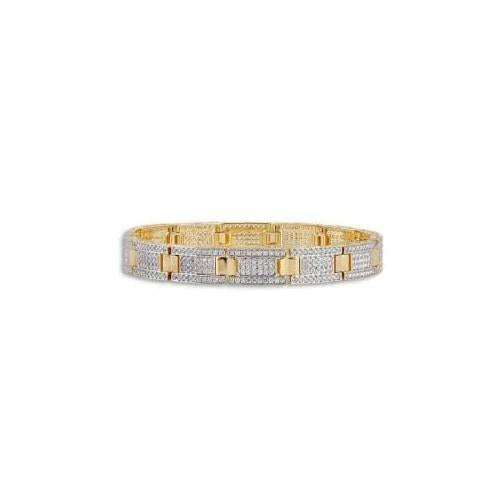 Sparkling Brilliant Cut 10.50 Karat Echt Diamanten Herrenarmband Yg 14K