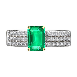 Natürlicher Pavé Kolumbianischer Smaragd Edelstein-Ring 2,50