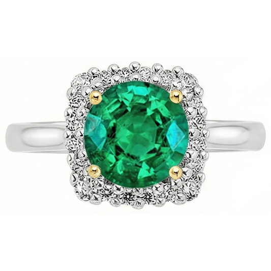 Edelstein-Ring Bicolor 14K Gold mit Kolumbianischer Smaragd – Frontansicht
