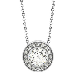 Naturreiner Milgrain Edler Diamant Anhänger-Halskette 2,00 Karat