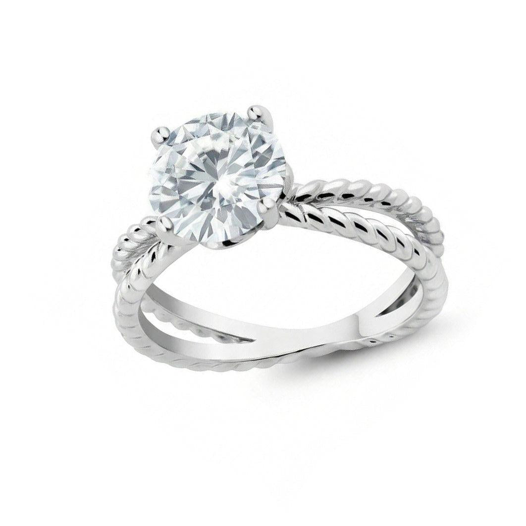 Split Shank Echt Aus der Erde Abgebauter Natürlicher Diamant Solitaire 3 Kt Ehering Weißgold 14K