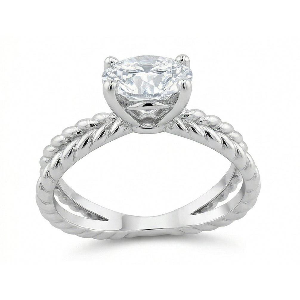 Split Shank Echt Aus der Erde Abgebauter Natürlicher Diamant Solitaire 3 Kt Ehering Weißgold 14K