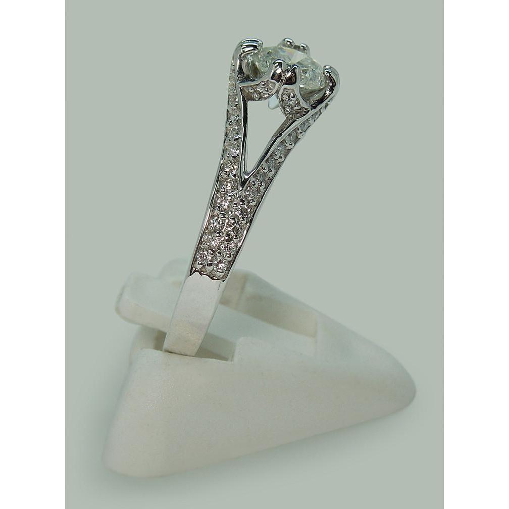 Split Shank Echt Diamant Solitaire mit Akzenten Verlobungsring 1,65 Karat