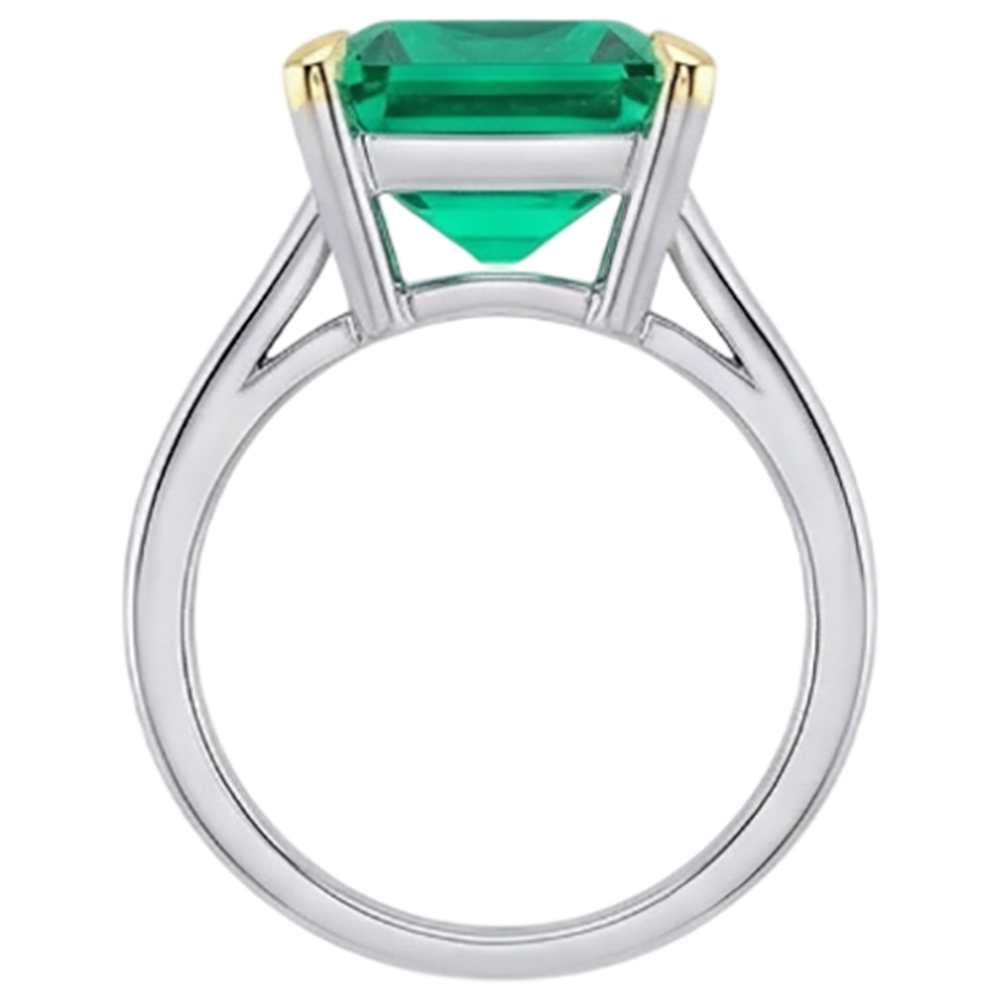 Naturreiner Smaragd Schmuckstein-Ring 5 Karat Zweifarbiges 14K Gold – Draufsicht