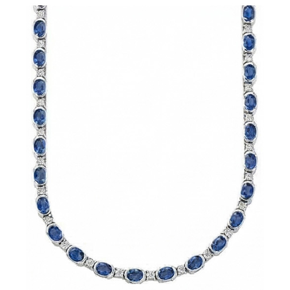 Sri Lanka Blauer Saphir Aus der Erde Abgebauter Natürlicher Diamant 40.25 Karat Damen Halskette
