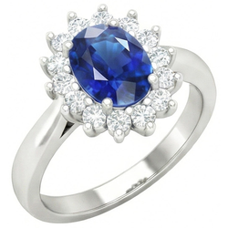 Sri Lanka Blauer Saphir-Aus der Erde Abgebauter Natürlicher Diamant-Verlobungsring 2.60 ct Weißgold 14K