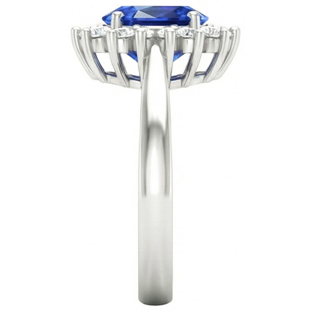 Sri Lanka Blauer Saphir-Aus der Erde Abgebauter Natürlicher Diamant-Verlobungsring 2.60 ct Weißgold 14K