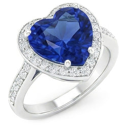 Sri Lanka Blauer Saphir Aus der Erde Abgebauter Natürlicher Diamantring Weißgold 4.5 Ct