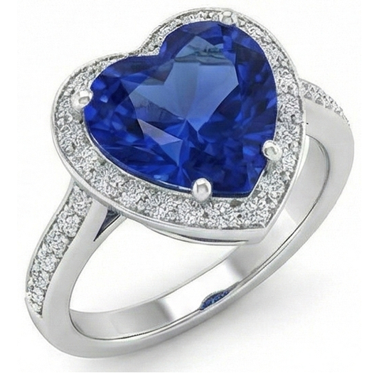 Sri Lanka Blauer Saphir Aus der Erde Abgebauter Natürlicher Diamantring Weißgold 4.5 Ct