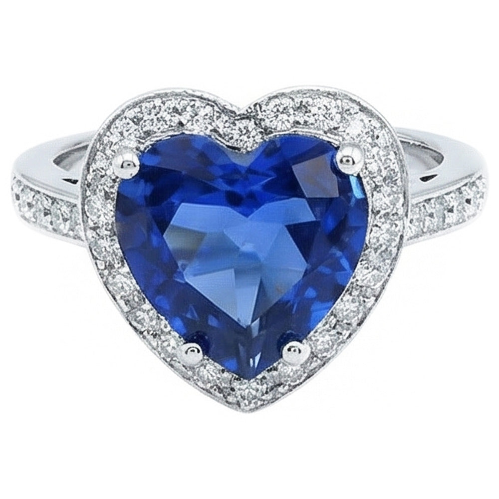 Sri Lanka Blauer Saphir Aus der Erde Abgebauter Natürlicher Diamantring Weißgold 4.5 Ct