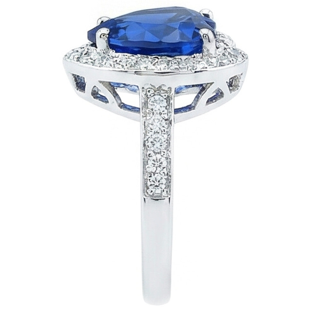Sri Lanka Blauer Saphir Aus der Erde Abgebauter Natürlicher Diamantring Weißgold 4.5 Ct