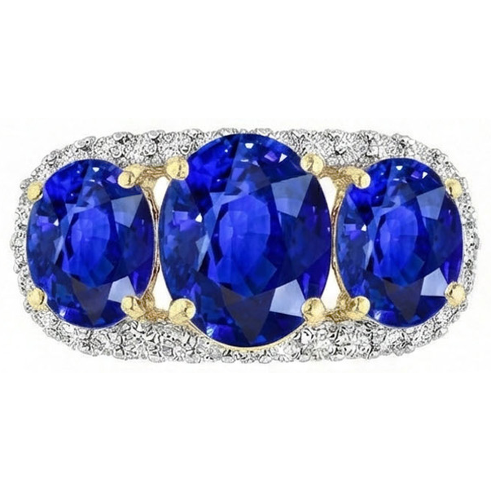 Sri Lanka Blauer Saphir Runde Aus der Erde Abgebauter Natürlicher Diamanten 6 Karat Ring Schmuck