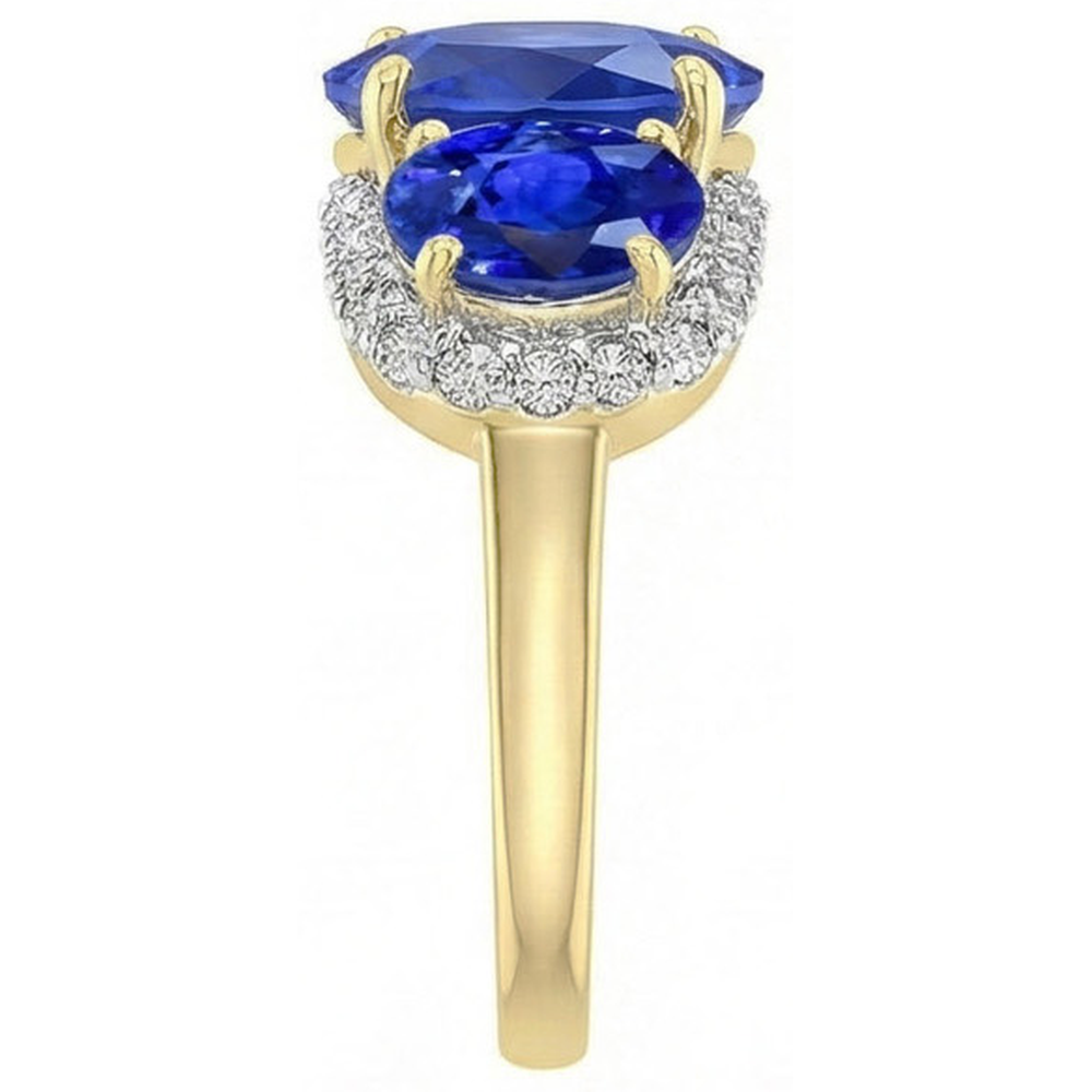 Sri Lanka Blauer Saphir Runde Aus der Erde Abgebauter Natürlicher Diamanten 6 Karat Ring Schmuck
