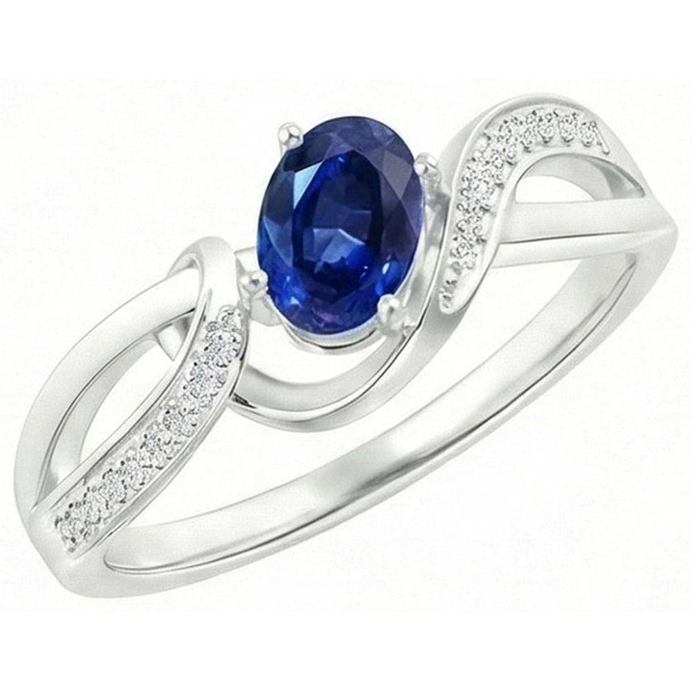 echter oval saphir 2.90Karat memoire-ring Vorderansicht