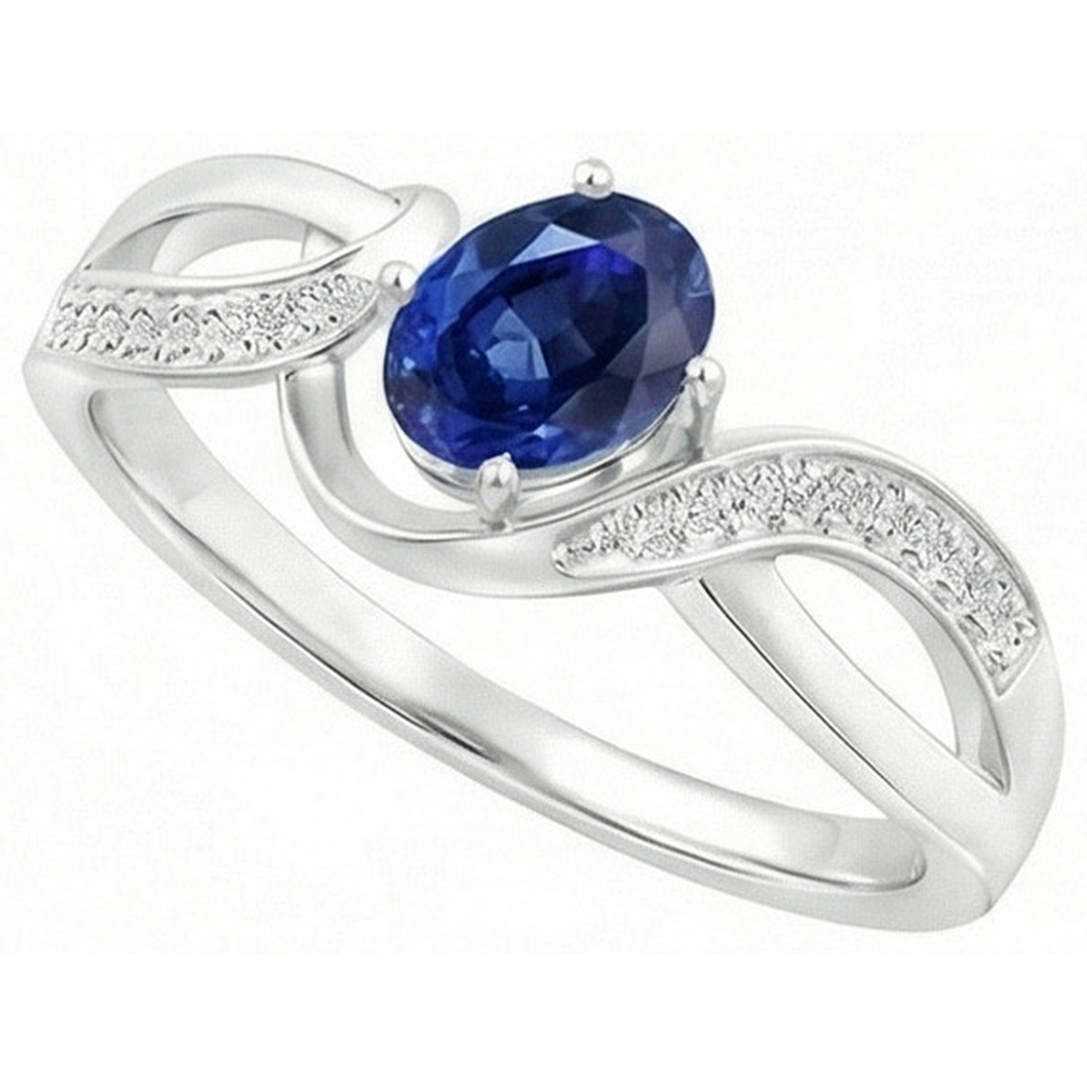 echter oval saphir 2.90Karat memoire-ring Detailansicht