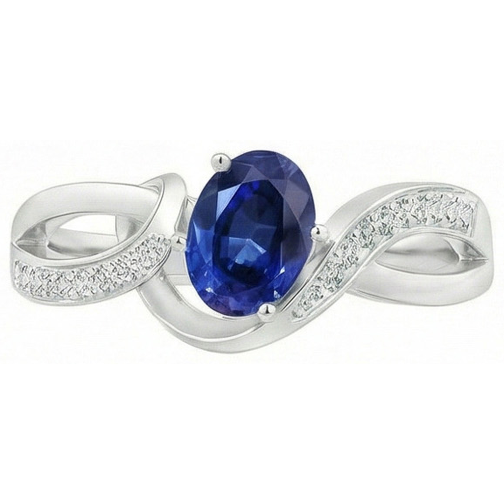 echter oval saphir 2.90Karat memoire-ring Seitenansicht