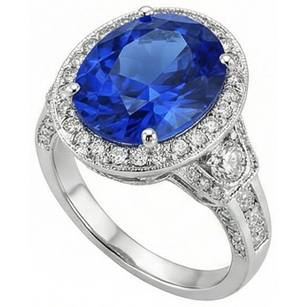 echter oval saphir 5.33Karat ring Vorderansicht