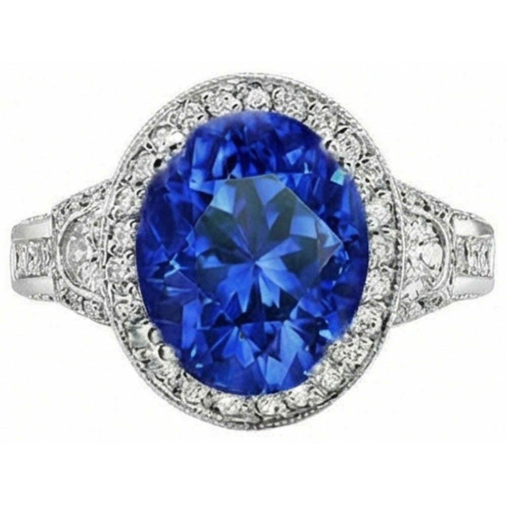 echter oval saphir 5.33Karat ring Seitenansicht
