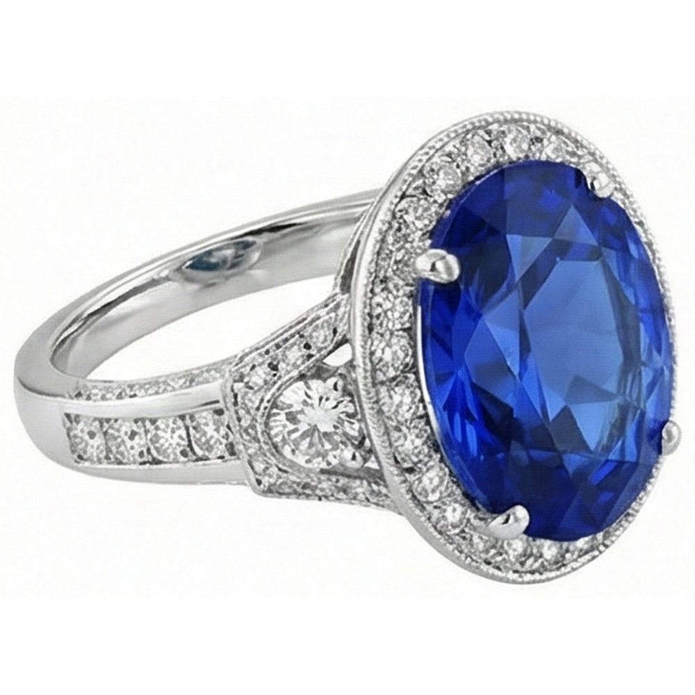 echter oval saphir 5.33Karat ring Detailansicht