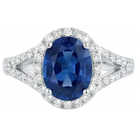 echter oval saphir 3.40Karat ring Seitenansicht