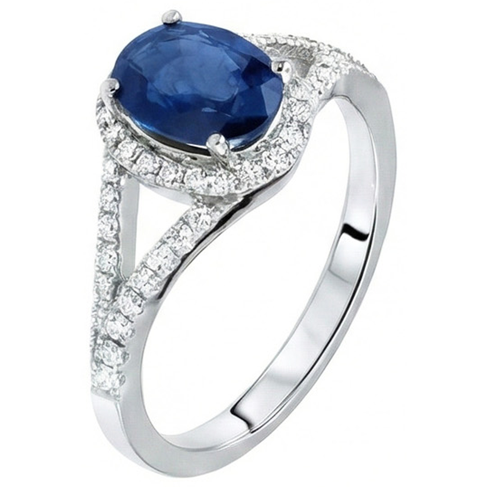 echter oval saphir 3.40Karat ring Draufsicht