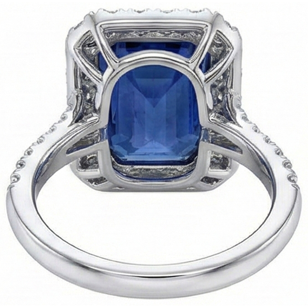 Sri Lanka Saphir Aus der Erde Abgebauter Natürlicher Diamanten 4,30 Karat Ehering 14K Gold Weiß