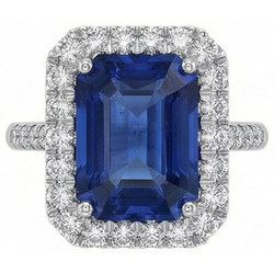 Sri Lanka Saphir Aus der Erde Abgebauter Natürlicher Diamanten 4,30 Karat Ehering 14K Gold Weiß