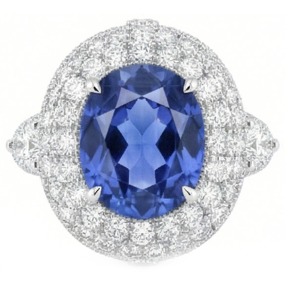 Sri Lanka Saphir Aus der Erde Abgebauter Natürlicher Diamanten 6 Karat Hochzeitstag Ring