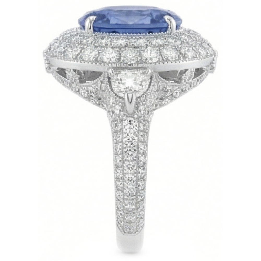 Sri Lanka Saphir Aus der Erde Abgebauter Natürlicher Diamanten 6 Karat Hochzeitstag Ring