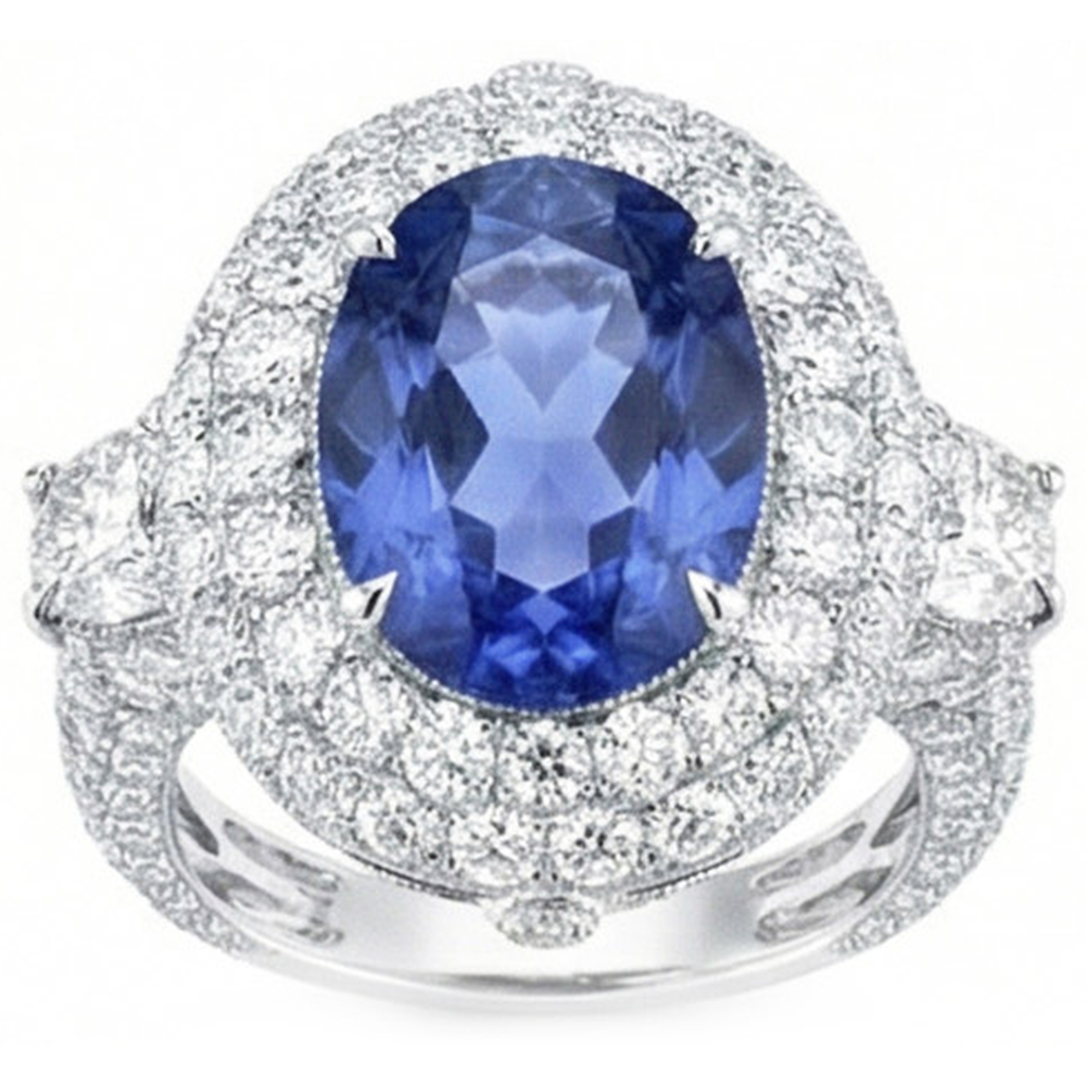 Sri Lanka Saphir Aus der Erde Abgebauter Natürlicher Diamanten 6 Karat Hochzeitstag Ring