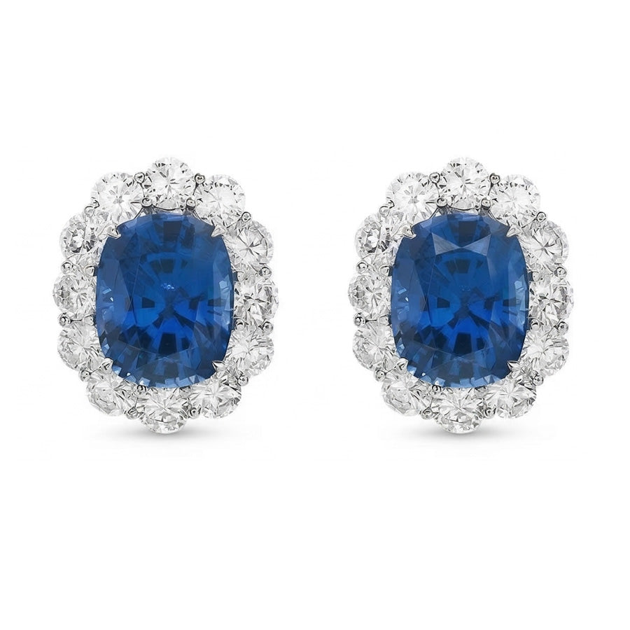 Sri Lanka Saphir Aus der Erde Abgebauter Natürlicher Diamanten 6,40 ct Damen Ohrstecker Weißgold