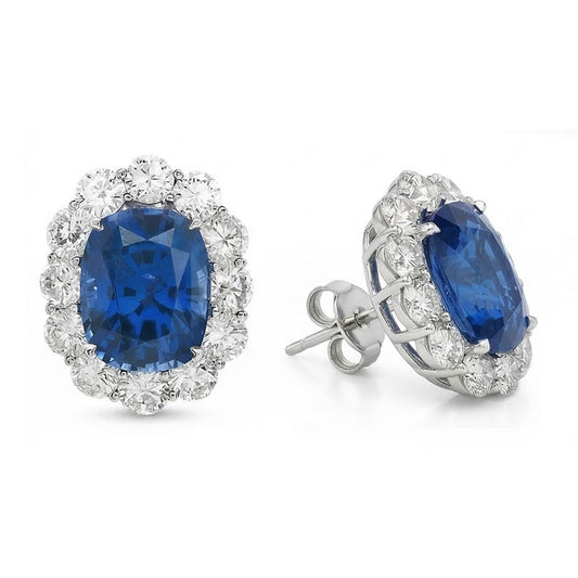 Sri Lanka Saphir Aus der Erde Abgebauter Natürlicher Diamanten 6,40 ct Damen Ohrstecker Weißgold
