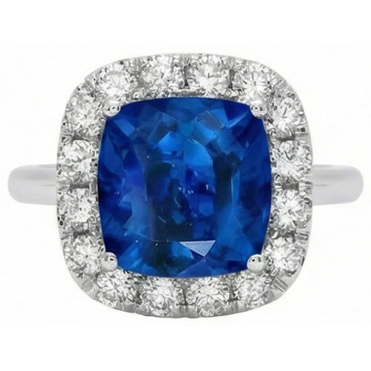 echter round saphir 3.80Karat ring Seitenansicht