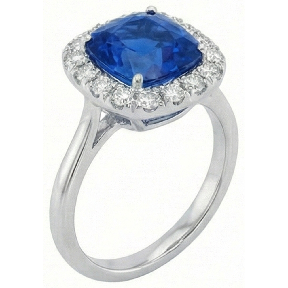 echter round saphir 3.80Karat ring Vorderansicht