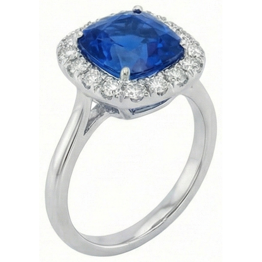 echter round saphir 3.80Karat ring Vorderansicht