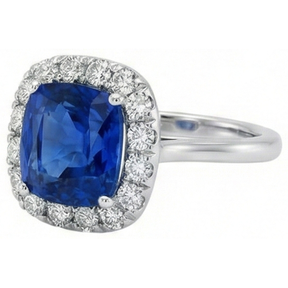 echter round saphir 3.80Karat ring Detailansicht