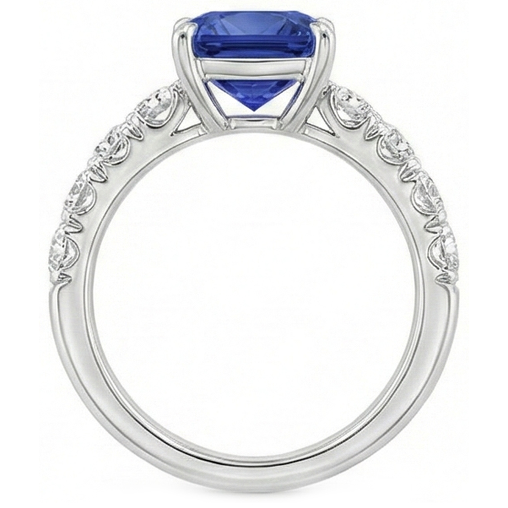 Sri Lanka Saphir Kissenschliff mit Akzenten 3,25 Karat Schmuck