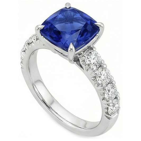 Sri Lanka Saphir Kissenschliff mit Akzenten 3,25 Karat Schmuck