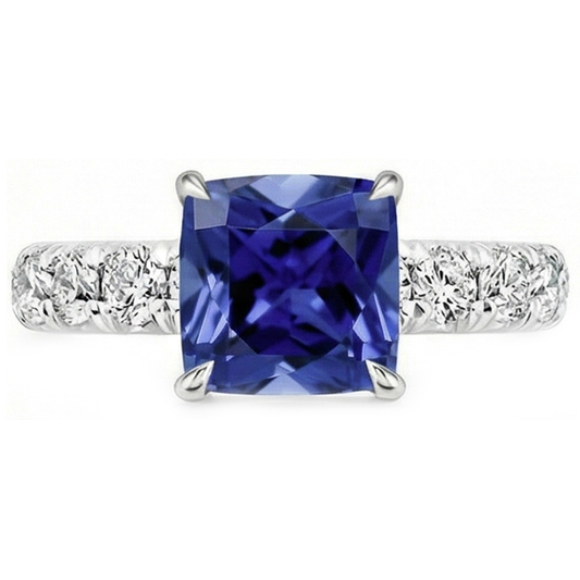 Sri Lanka Saphir Kissenschliff mit Akzenten 3,25 Karat Schmuck