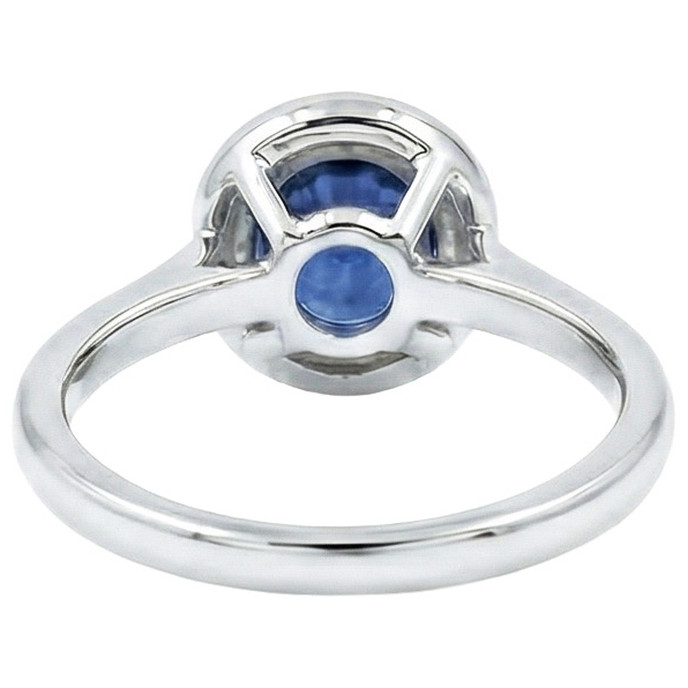 Sri Lanka Saphir Ovaler und runder Aus der Erde Abgebauter Natürlicher Diamantring Gold 14K 2.90 ct.