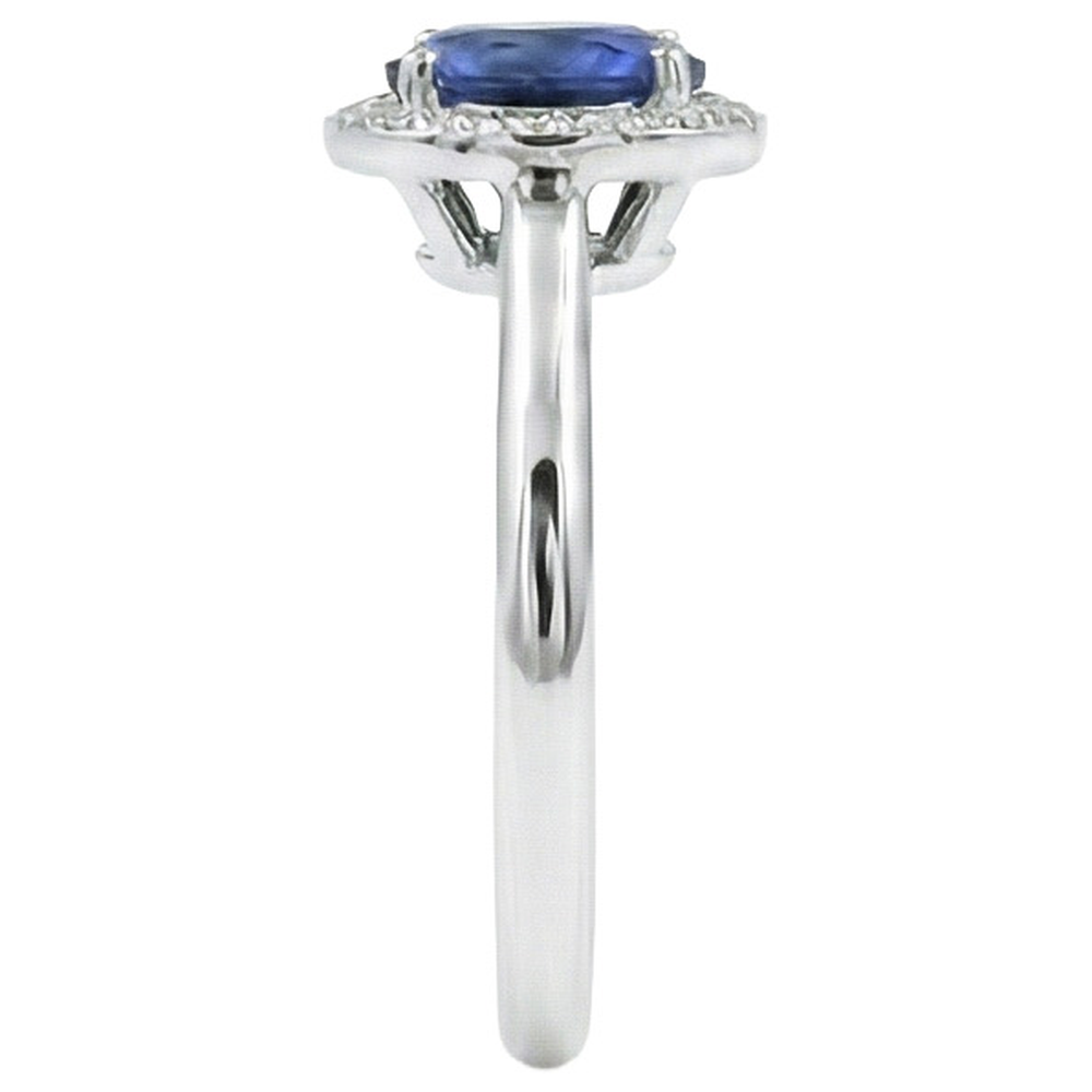 Sri Lanka Saphir Ovaler und runder Aus der Erde Abgebauter Natürlicher Diamantring Gold 14K 2.90 ct.