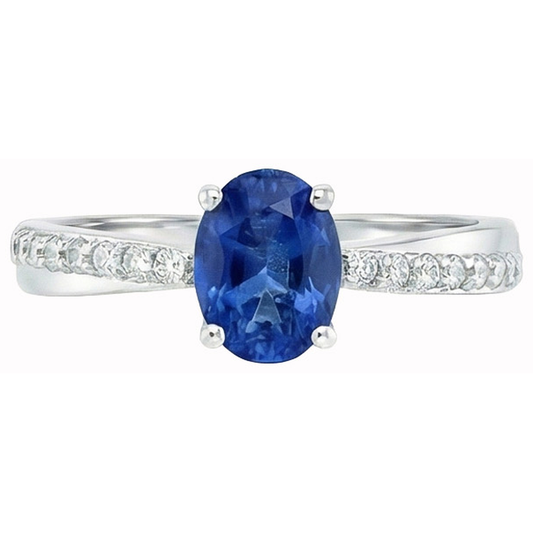 echter oval saphir 2.30Karat ring Seitenansicht