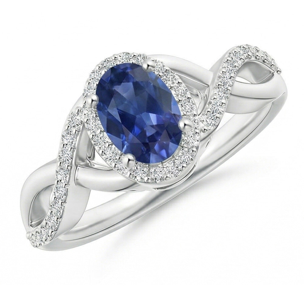 Sri Lanka Saphir Ring Weißgold Runder Aus der Erde Abgebauter Natürlicher Diamantschmuck 1.85 Karat