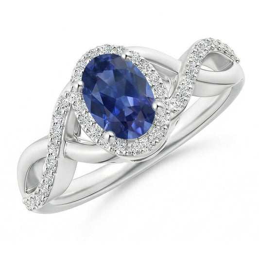 Sri Lanka Saphir Ring Weißgold Runder Aus der Erde Abgebauter Natürlicher Diamantschmuck 1.85 Karat