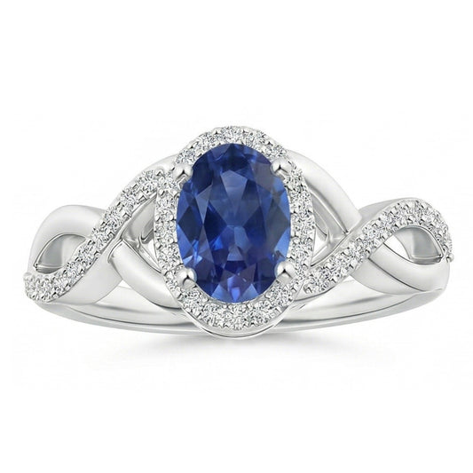 Sri Lanka Saphir Ring Weißgold Runder Aus der Erde Abgebauter Natürlicher Diamantschmuck 1.85 Karat