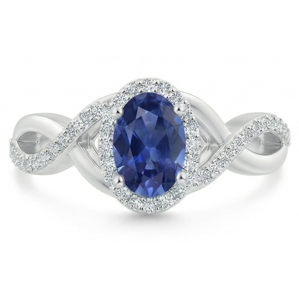 Sri Lanka Saphir Ring Weißgold Runder Aus der Erde Abgebauter Natürlicher Diamantschmuck 1.85 Karat