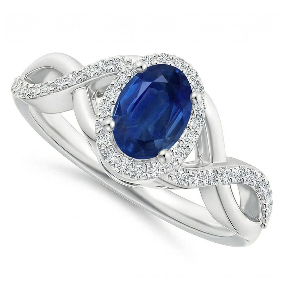Sri Lanka Saphir Ring Weißgold Runder Aus der Erde Abgebauter Natürlicher Diamantschmuck 1.85 Karat
