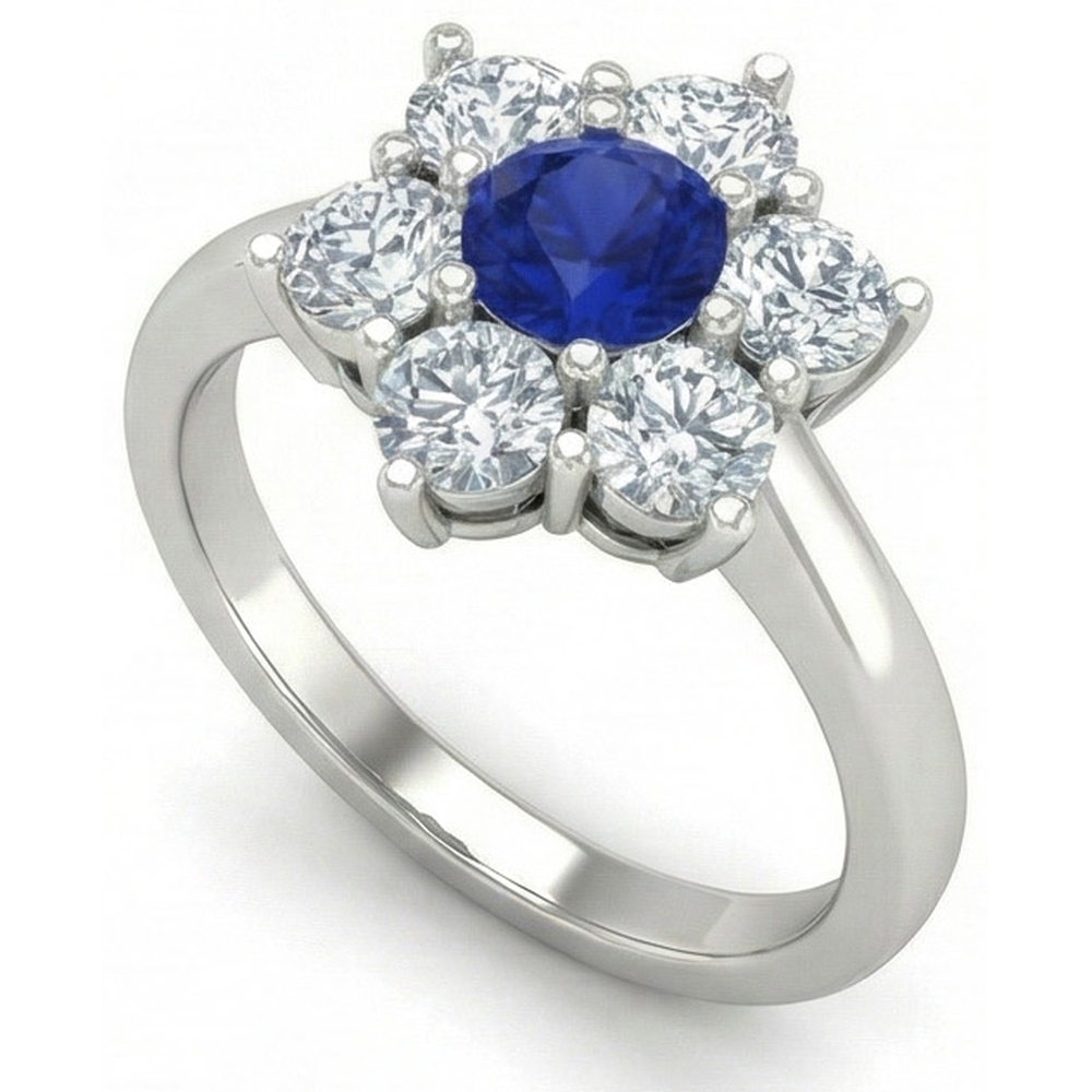 echter round saphir 4Karat ring Detailansicht